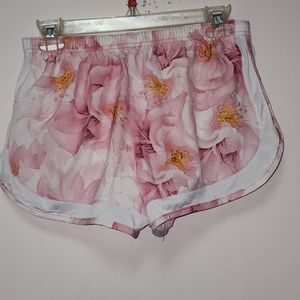 LEG3ND Pink White Floral Athletic Shorts S